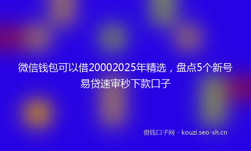 微信钱包可以借20002025年精选，盘点5个新号易贷速审秒下款口子