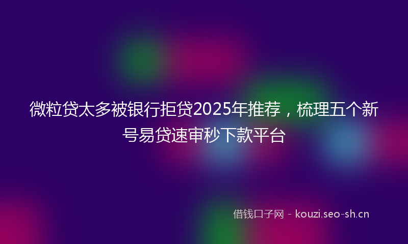 微粒贷太多被银行拒贷2025年推荐，梳理五个新号易贷速审秒下款平台