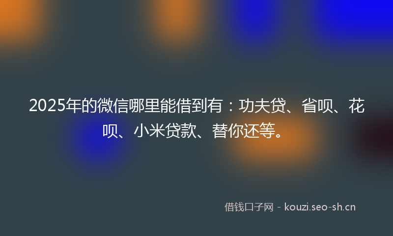 2025年的微信哪里能借到有：功夫贷、省呗、花呗、小米贷款、替你还等。