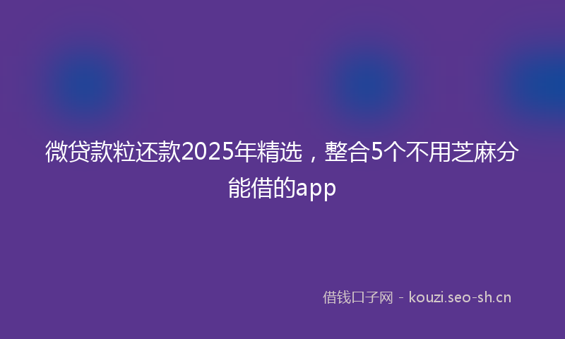 微贷款粒还款2025年精选，整合5个不用芝麻分能借的app