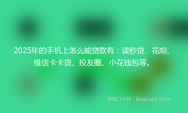 2025年的手机上怎么能贷款有：读秒贷、花呗、维信卡卡贷、投友圈、小花钱包等。
