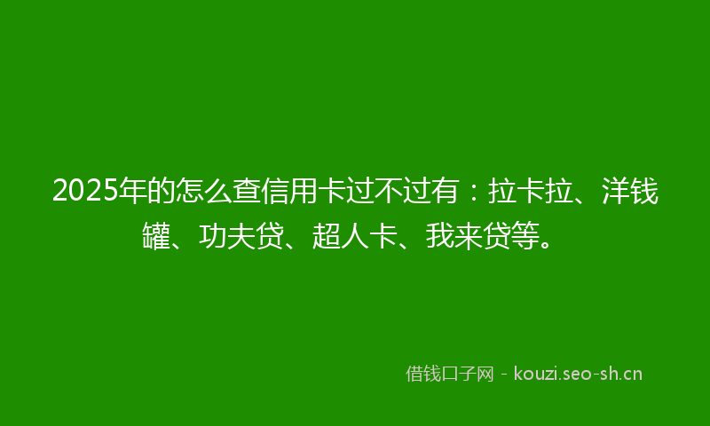 2025年的怎么查信用卡过不过有：拉卡拉、洋钱罐、功夫贷、超人卡、我来贷等。