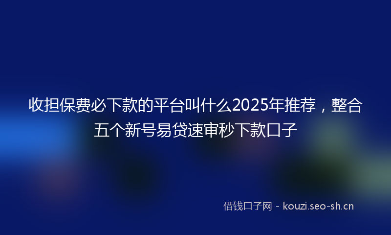 收担保费必下款的平台叫什么2025年推荐，整合五个新号易贷速审秒下款口子