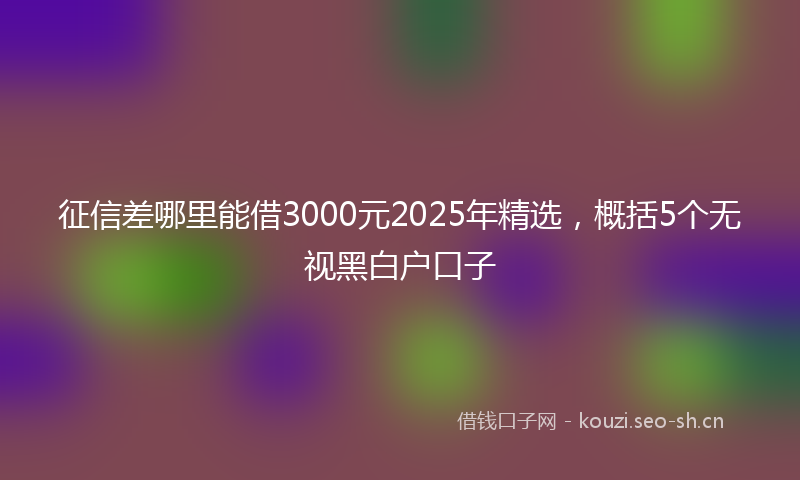 征信差哪里能借3000元2025年精选，概括5个无视黑白户口子