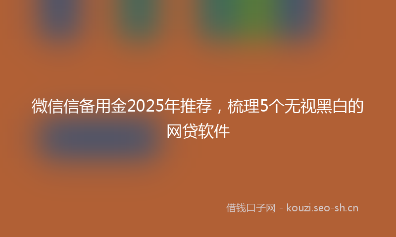 微信信备用金2025年推荐，梳理5个无视黑白的网贷软件
