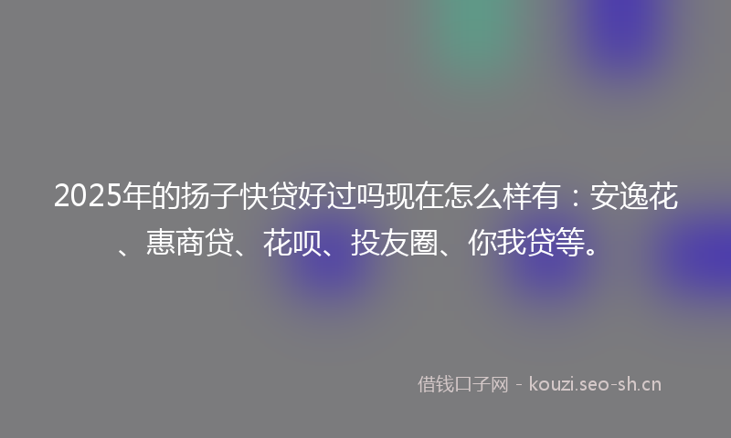 2025年的扬子快贷好过吗现在怎么样有：安逸花、惠商贷、花呗、投友圈、你我贷等。