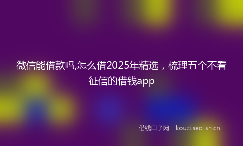 微信能借款吗,怎么借2025年精选，梳理五个不看征信的借钱app