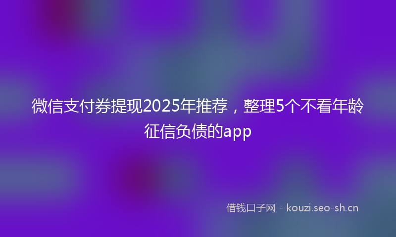 微信支付券提现2025年推荐，整理5个不看年龄征信负债的app