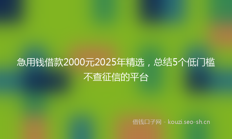 急用钱借款2000元2025年精选，总结5个低门槛不查征信的平台