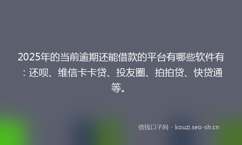 2025年的当前逾期还能借款的平台有哪些软件有：还呗、维信卡卡贷、投友圈、拍拍贷、快贷通等。
