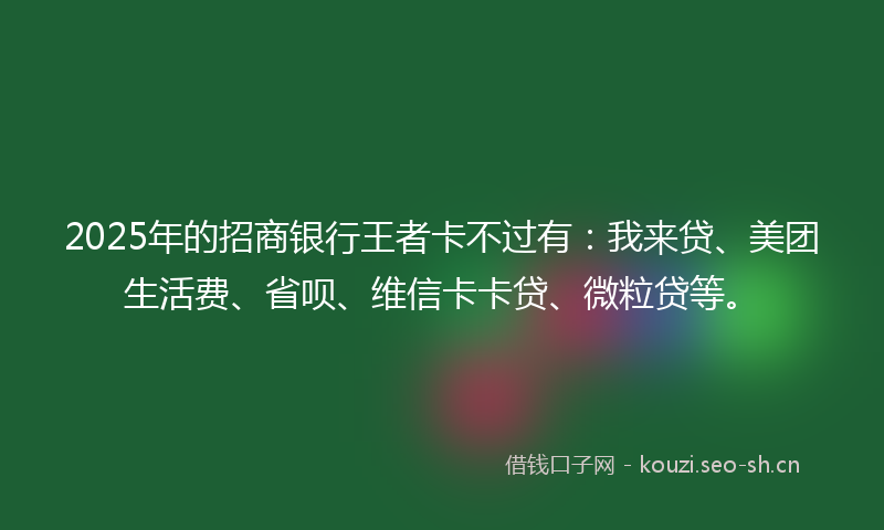 2025年的招商银行王者卡不过有：我来贷、美团生活费、省呗、维信卡卡贷、微粒贷等。