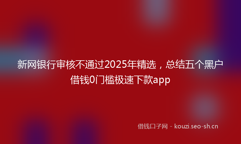 新网银行审核不通过2025年精选，总结五个黑户借钱0门槛极速下款app