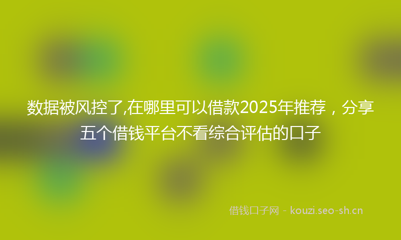 数据被风控了,在哪里可以借款2025年推荐，分享五个借钱平台不看综合评估的口子