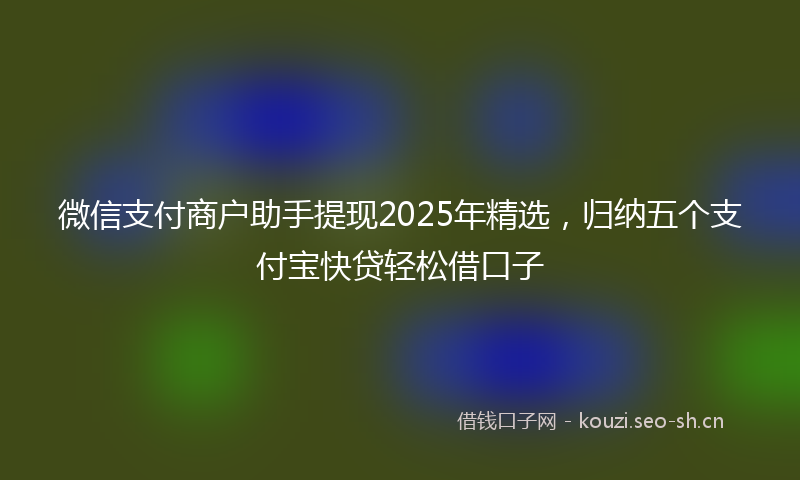 微信支付商户助手提现2025年精选，归纳五个支付宝快贷轻松借口子