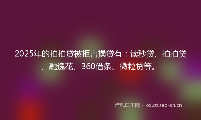 2025年的拍拍贷被拒曹操贷有：读秒贷、拍拍贷、融逸花、360借条、微粒贷等。