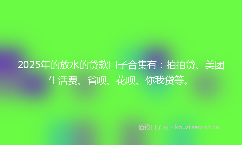 2025年的放水的贷款口子合集有：拍拍贷、美团生活费、省呗、花呗、你我贷等。