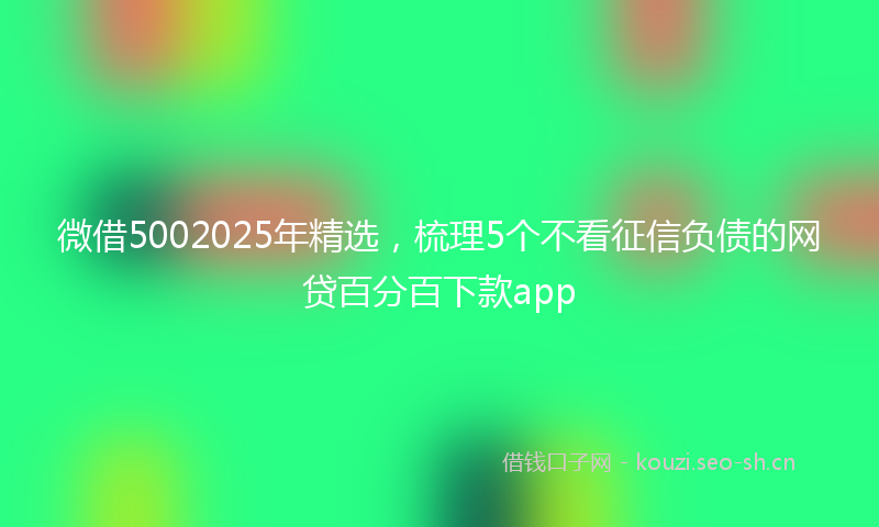 微借5002025年精选,梳理5个不看征信负债的网贷百分百下款app