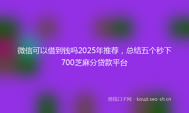 微信可以借到钱吗2025年推荐，总结五个秒下700芝麻分贷款平台