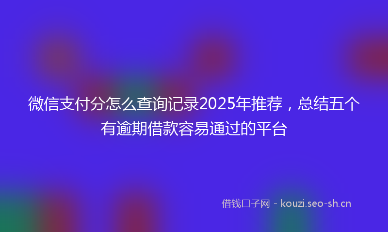 微信支付分怎么查询记录2025年推荐，总结五个有逾期借款容易通过的平台