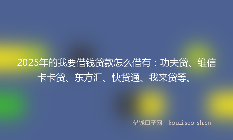 2025年的我要借钱贷款怎么借有：功夫贷、维信卡卡贷、东方汇、快贷通、我来贷等。