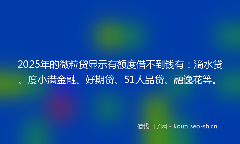 2025年的微粒贷显示有额度借不到钱有：滴水贷、度小满金融、好期贷、51人品贷、融逸花等。
