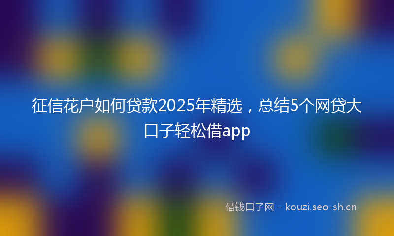 征信花户如何贷款2025年精选，总结5个网贷大口子轻松借app
