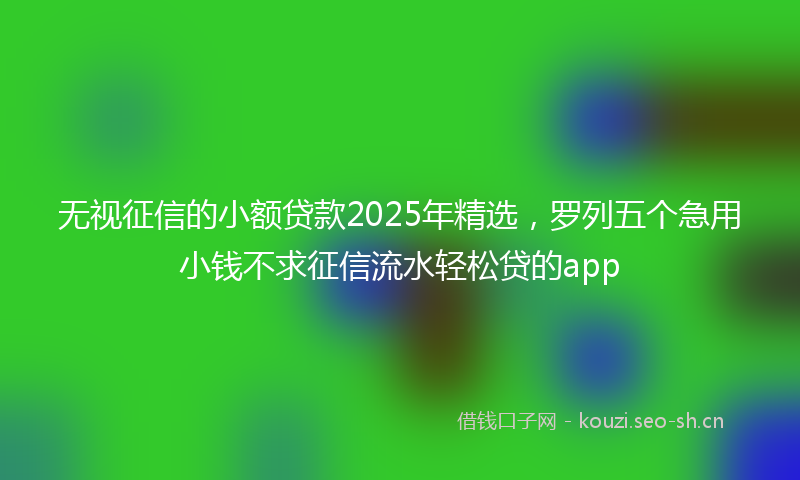 无视征信的小额贷款2025年精选，罗列五个急用小钱不求征信流水轻松贷的app