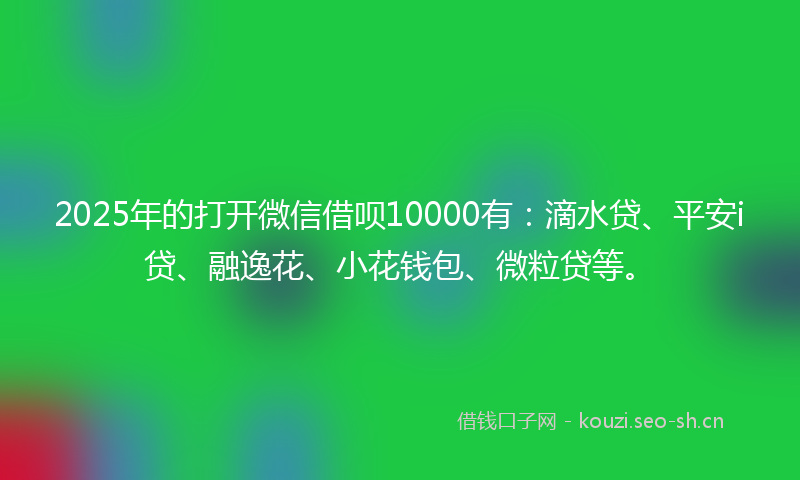 2025年的打开微信借呗10000有：滴水贷、平安i贷、融逸花、小花钱包、微粒贷等。