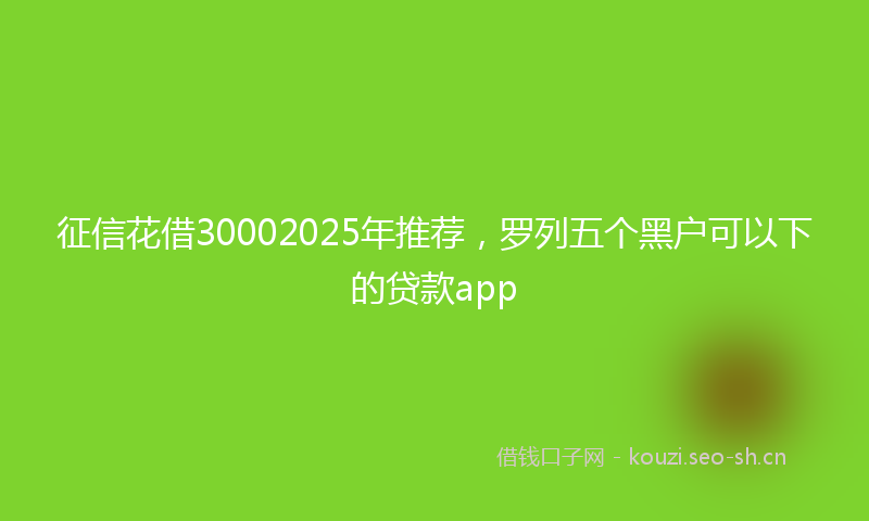 征信花借30002025年推荐，罗列五个黑户可以下的贷款app