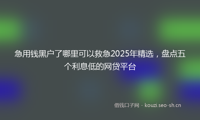 急用钱黑户了哪里可以救急2025年精选，盘点五个利息低的网贷平台
