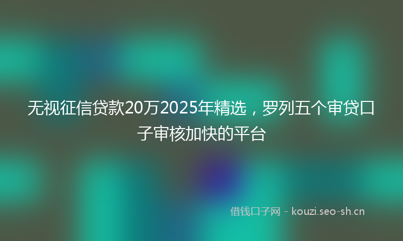 无视征信贷款20万2025年精选，罗列五个审贷口子审核加快的平台