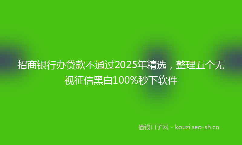 招商银行办贷款不通过2025年精选，整理五个无视征信黑白100%秒下软件