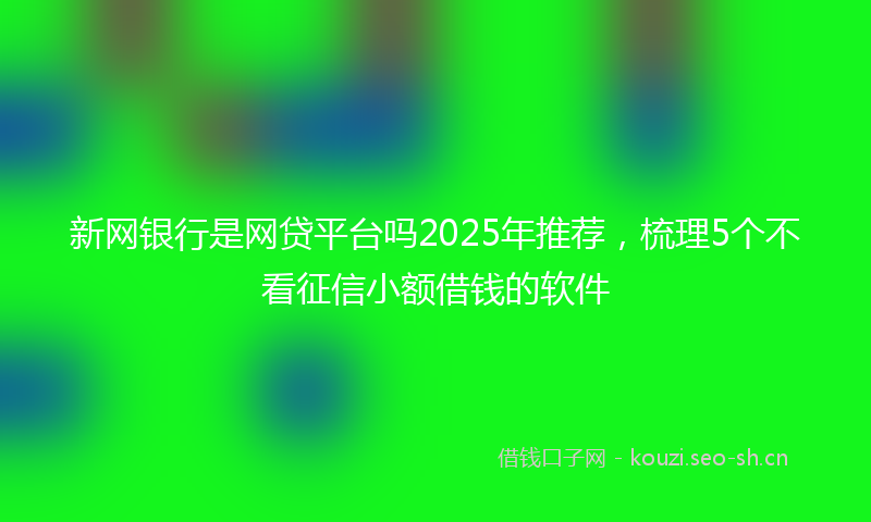 新网银行是网贷平台吗2025年推荐，梳理5个不看征信小额借钱的软件