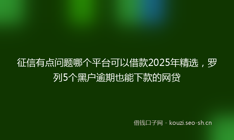 征信有点问题哪个平台可以借款2025年精选，罗列5个黑户逾期也能下款的网贷