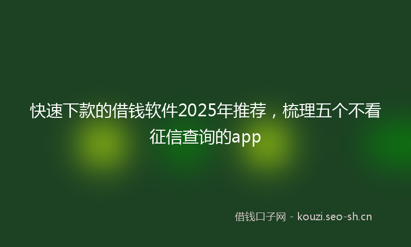 快速下款的借钱软件2025年推荐，梳理五个不看征信查询的app