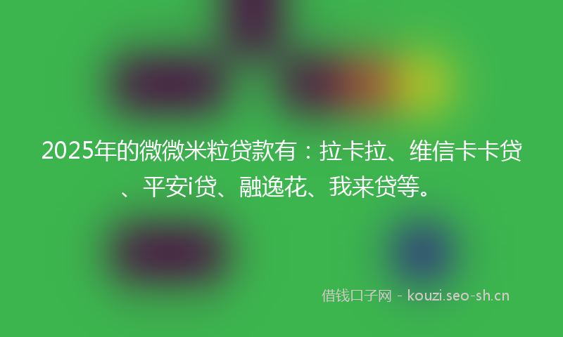 2025年的微微米粒贷款有：拉卡拉、维信卡卡贷、平安i贷、融逸花、我来贷等。