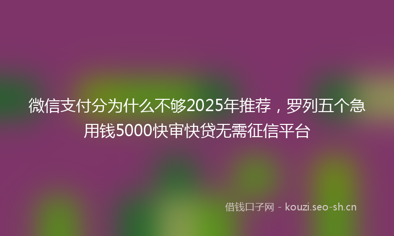 微信支付分为什么不够2025年推荐，罗列五个急用钱5000快审快贷无需征信平台