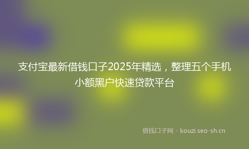 支付宝最新借钱口子2025年精选,整理五个手机小额黑户快速贷款平台