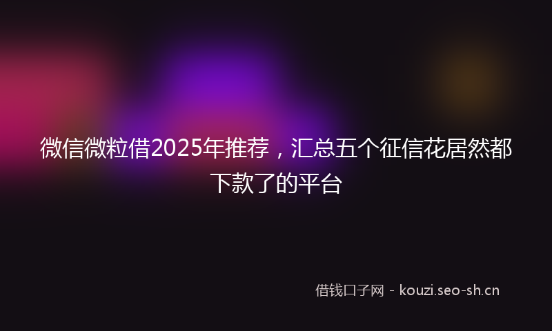 微信微粒借2025年推荐，汇总五个征信花居然都下款了的平台