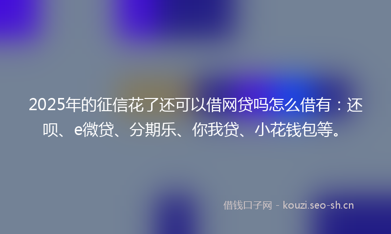 2025年的征信花了还可以借网贷吗怎么借有：还呗、e微贷、分期乐、你我贷、小花钱包等。