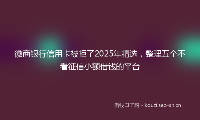 徽商银行信用卡被拒了2025年精选，整理五个不看征信小额借钱的平台