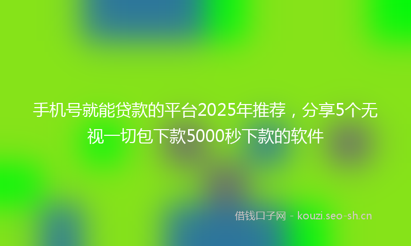 手机号就能贷款的平台2025年推荐，分享5个无视一切包下款5000秒下款的软件