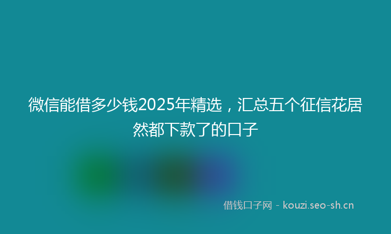微信能借多少钱2025年精选，汇总五个征信花居然都下款了的口子