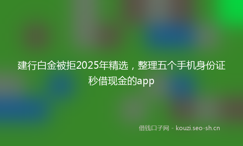 建行白金被拒2025年精选，整理五个手机身份证秒借现金的app