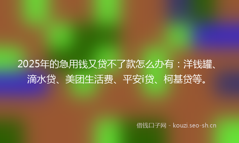 2025年的急用钱又贷不了款怎么办有：洋钱罐、滴水贷、美团生活费、平安i贷、柯基贷等。