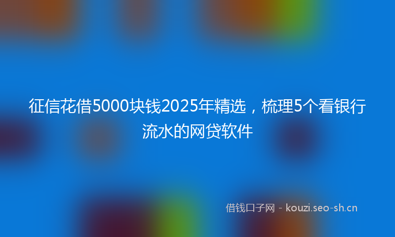 征信花借5000块钱2025年精选，梳理5个看银行流水的网贷软件