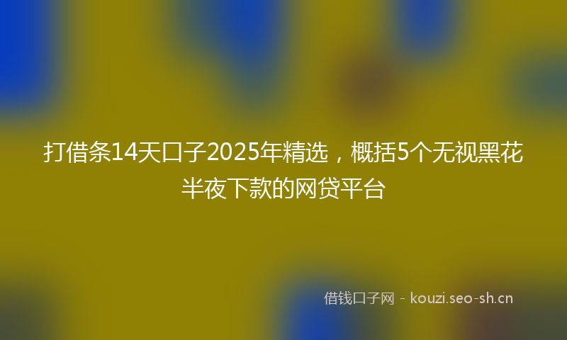 打借条14天口子2025年精选，概括5个无视黑花半夜下款的网贷平台