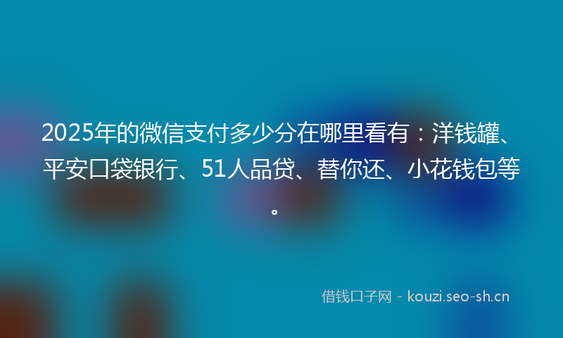 2025年的微信支付多少分在哪里看有:洋钱罐、平安口袋银行、51人品贷、替你还、小花钱包等。
