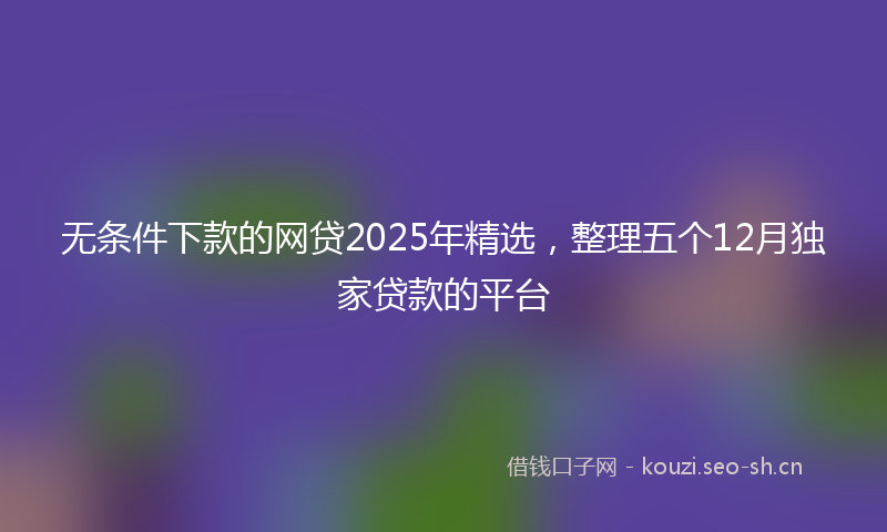 无条件下款的网贷2025年精选，整理五个12月独家贷款的平台