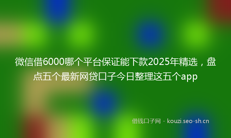 微信借6000哪个平台保证能下款2025年精选,盘点五个最新网贷口子今日整理这五个app
